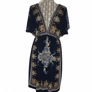 Rhapsody Deep V Stretch Patterned Dress